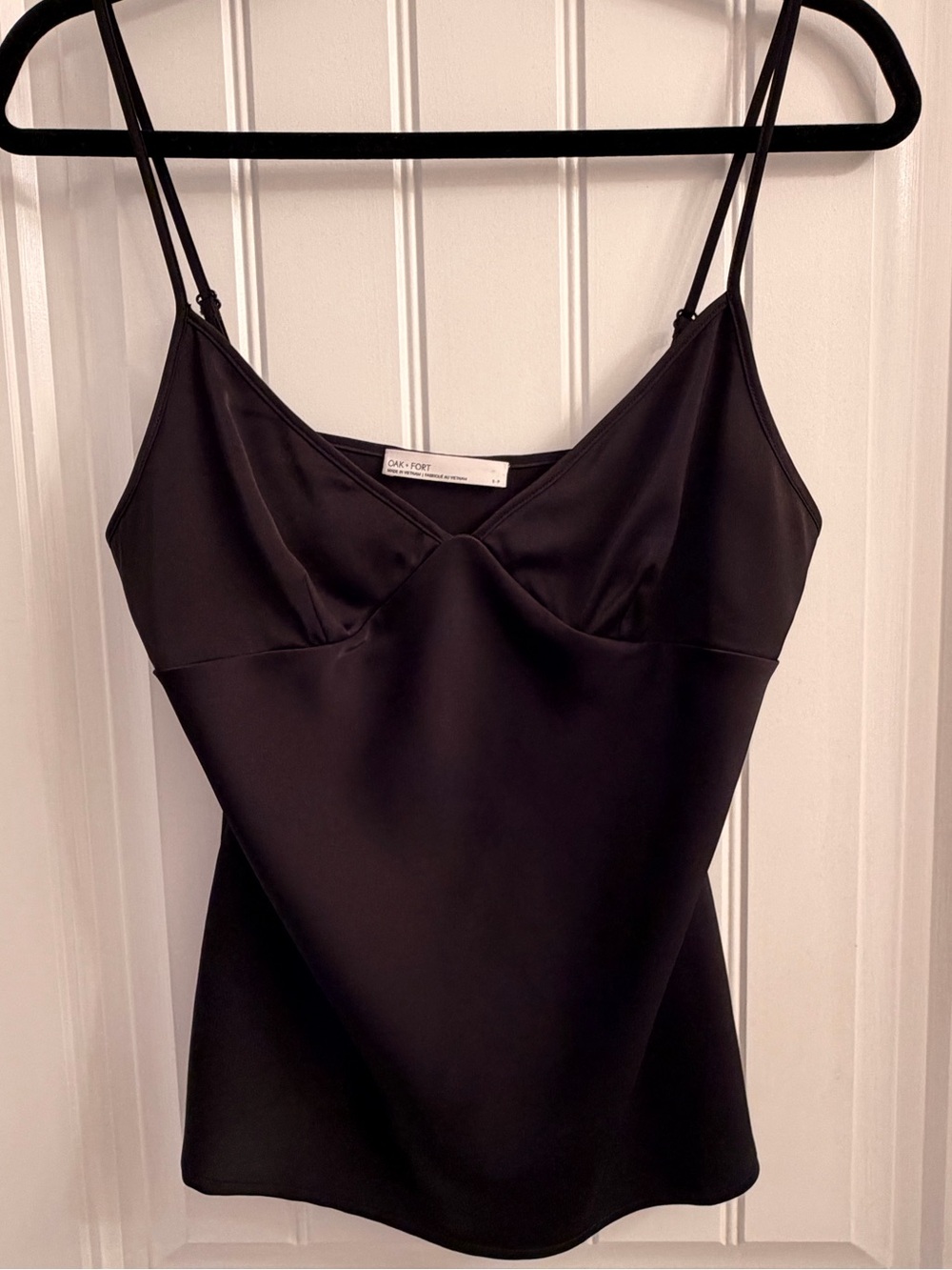 OAK + FORT Black Satin Slip Camisole